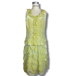 Mikka Women’s Size 8 Ruffle Layered Sleeveless Blouse and Skirt Set Yellow